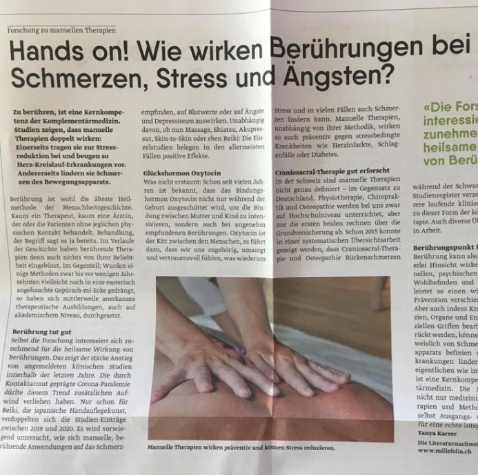 Seelenzeit mit Massage - Zeitungsartikel
